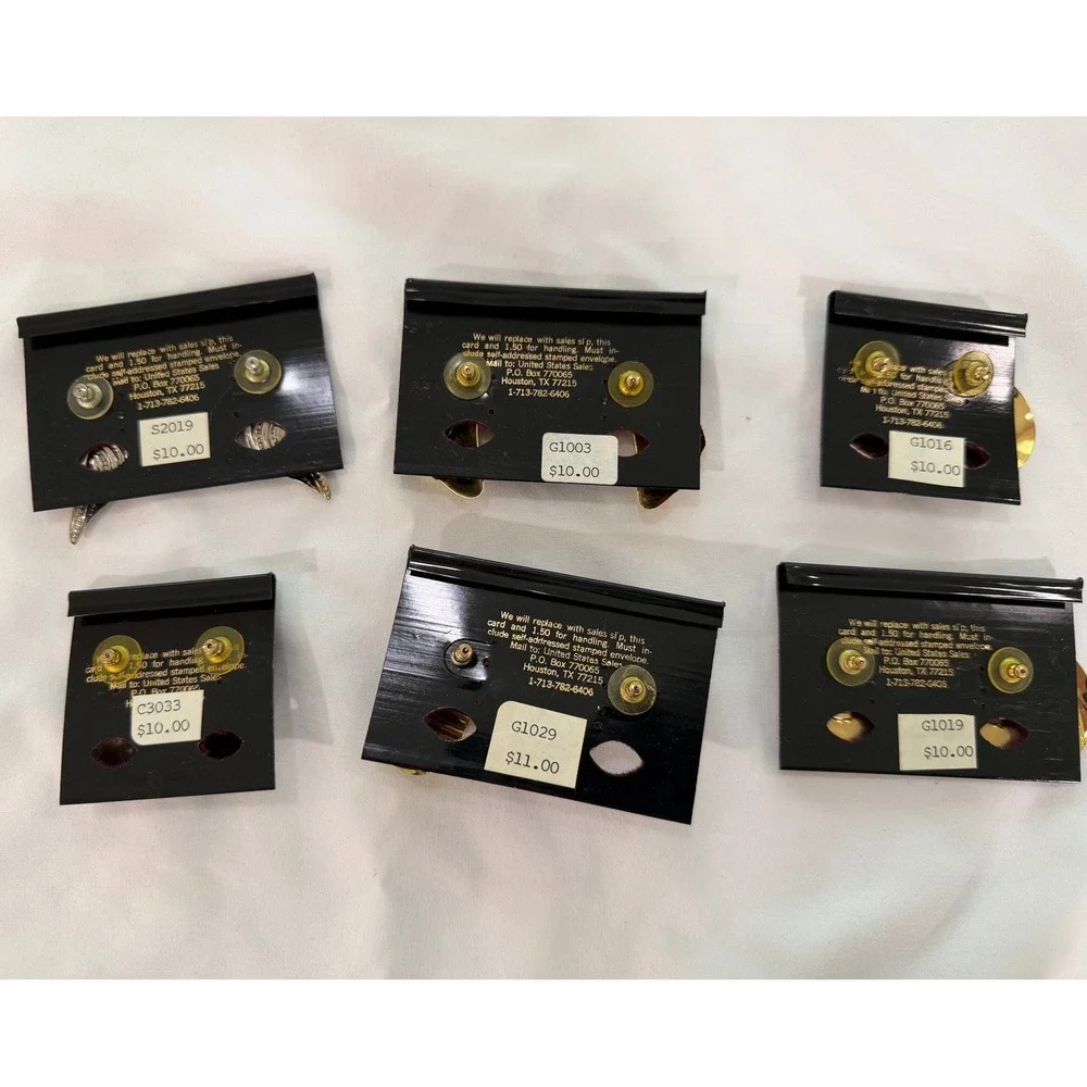 Vintage 1980s Debra Tiffany Earrings Lot of 6 Statement Gold Tone NOS